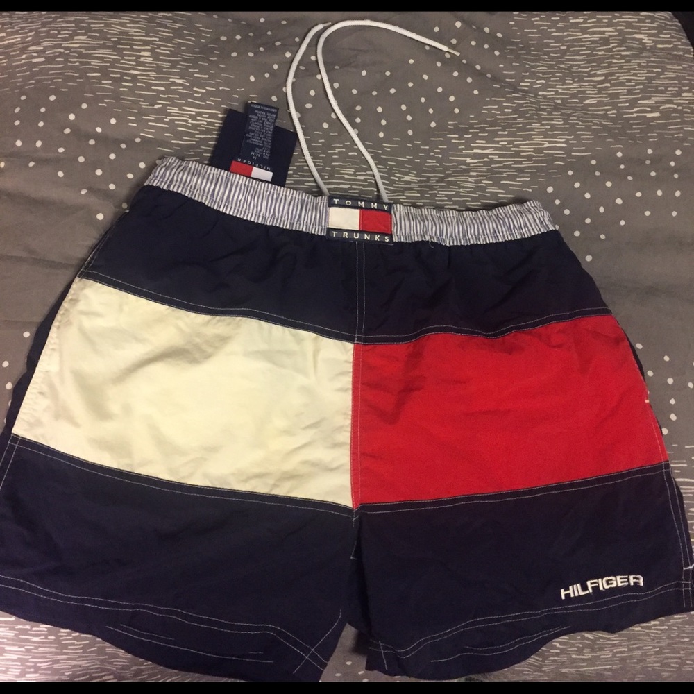 Vintage 90s Tommy Hilfiger swim trunks/shorts.